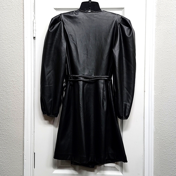 BCBG Paris Faux Leather Wrap Dress, Size XS - Picture 4 of 8